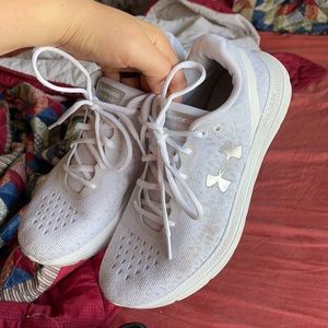 White (w light grey design) under armour shoes